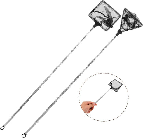 2pcs TOYANDONA Aquarium Nets with Nylon Mesh and Stainless Steel Handles, Small Fish and Shrimp Catch Tools