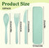 Lyksgir 32 Sets Set 8 Reusable Travel Utensils with Case, Portable Natural Wheat Straw Fork Spoons Knife Camping