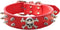 Spiked Leather Dog Collar - 2 Rows Bullet Rivets Studded PU Leather, Cool Skull Pet Accessories for Medium and Large