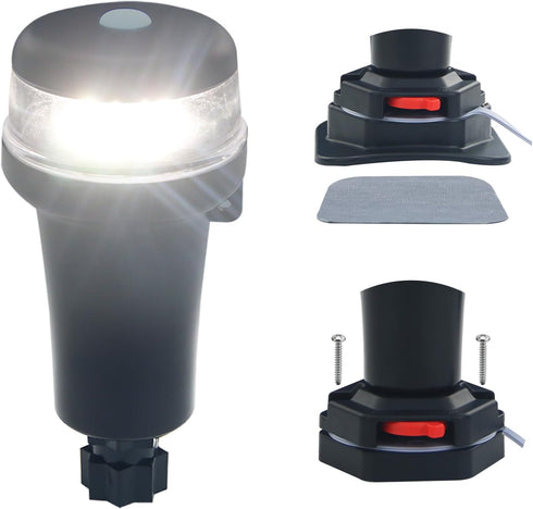 Kayak Battery Portable Navigation LED Lights with Multi-Adaptors, 3AA Battery Surface Mount Adhesive Base