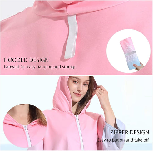 LumiSyne Changing Robe with Hood Zipped Style Quick Dry Microfiber Compact Changing Towel Towel Poncho Swim Surf Beach