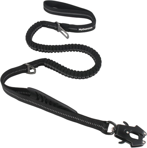 Heavy Duty Tactical Dog Leash for Large Dogs, 4-6 Foot Reflective Bungee with Two Padded Traffic Handles