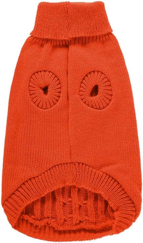 CHBORCHICEN Small Dog Sweaters Knitted Winter Clothes for Pet Cat, Warm Dog Sweatshirt, Puppy Sweater (X-Small, Orange)