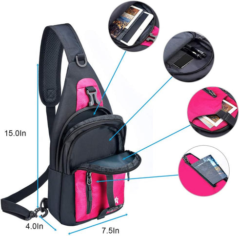 Y&R Direct 14 Colors Lightweight Sling Backpack for Women Men, Small Travel Hiking Sling Bag Gifts
