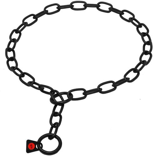 Dogline Herm Sprenger Black Stainless Steel Short Link Fur Saver Dog Training Collar, No-Pull Slip Chain for Easy