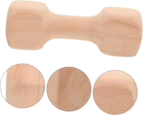 Wooden Dumbbell Chew Toy for Small Breeds Dogs, Durable Molar Pet Accessory for Chewing, Playing, Khaki