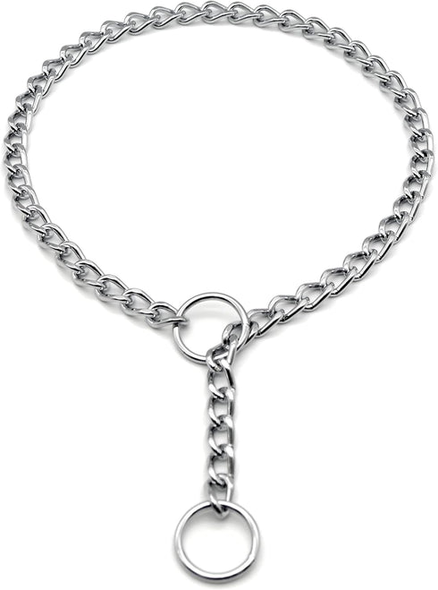Herm Sprenger Chrome Plated Steel Dog Collar, Short Flat Links Choke Chain, Two O-Rings for Small Medium Large Dogs