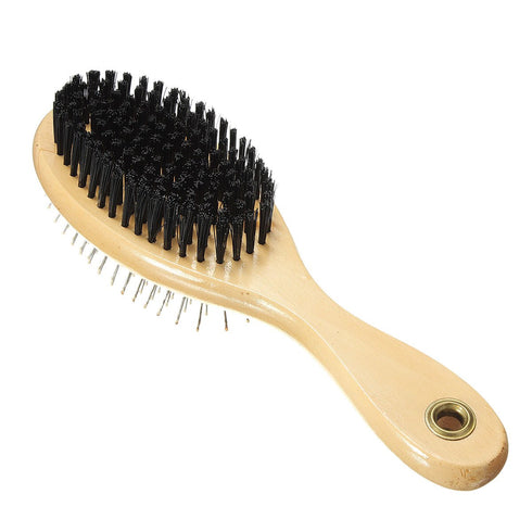 Combo Pin & Bristle Grooming Brush for Dogs & Pets with Durable Handle