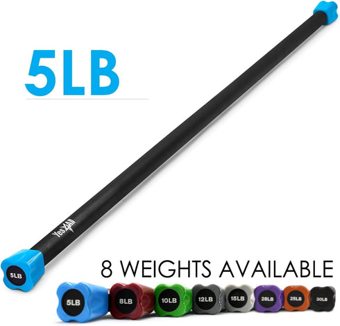 Yes4All Total Body Workout Weighted Bar, Resistance Band Bar, Weighted Bar Racks, Body Exercise Bar for Yoga, Strength Training in Home and Gym Single/Combo by Yes4All