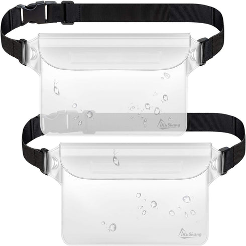 Waterproof Pouch, Waterproof Waist Pouch 2-Pack, Waterproof Fanny Pack for Boating, Swimming, Fishing, Keep Valuables