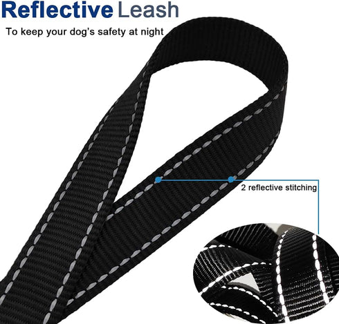 6Foot Tie Out Nylon Dog Leash, Heavy Duty 1" Wide Reflective Lead for Medium Large Dogs, Indoor Outdoor Camping (Black)