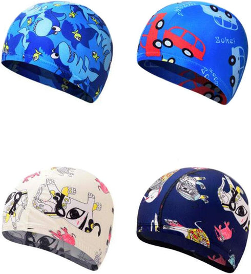 Solid Color Kids Swim Caps Swimming Hat for 2-8 Years Olds Boys Girls with Long Hair