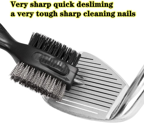 Golf Club Brushes, Cleaning Tool with Retractable Cleaning Nails, Oversize Double Brush Head