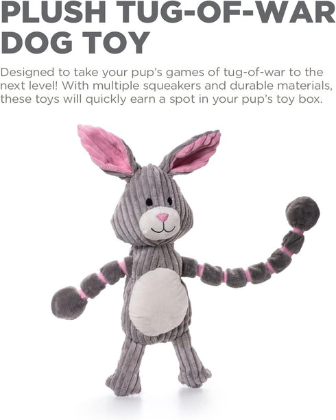 Outward Hound Thunda Tugga Bunny Plush & Squeaky Dog Tug Toy