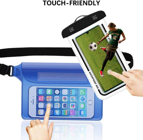 SITAKE 4 Pcs Waterproof Pouch Bags Set, 2 Waterproof Waist Pouch with Adjustable Waist Strap, 2 Waterproof Phone Cases