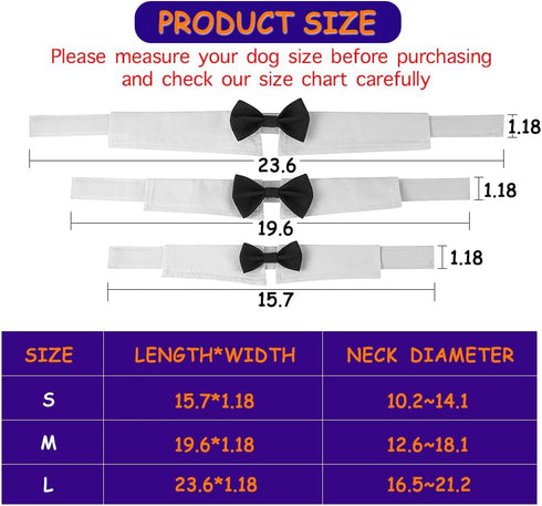Elegant Dog Bow Tie, Adjustable White Collar Tuxedo Bowtie for Formal Pets, Perfect for Weddings and Birthdays