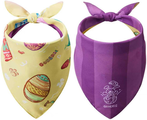 Easter Dog Bandana, Colorful Easter Egg Puppy Scarf, Adjustable Triangle Double-Layer Reversible,