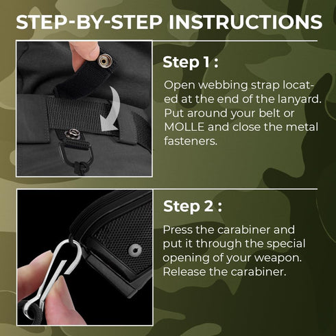 TECEUM Tactical Pistol Lanyard, 3+ Colors, Equipment Accessories for Military, Police, Security, Anti-Loss Elastic Coil