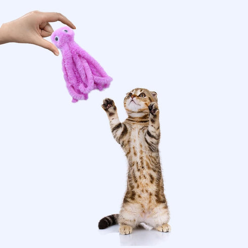 EPIPHQNY Cat Plush Octopus Teether Toy Kitten Chewing Molar Rod Interactive Pet Cat Biting Resistant Teaser Toy