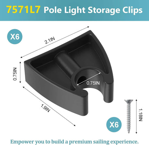 SHILIU 3/4 Inch 7571l7, Boat Pole Storage Clip, Black Pole Holders for Attwood Marine Holder Stern & Navigation Light