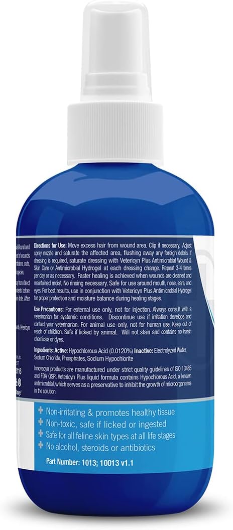 Vetericyn Plus Cat Wound Care Spray, Feline Healing Aid for Wounds, Sores, Abrasions, 3 Ounces