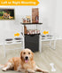Elevated Dog Bowls with Toy Basket - Adjustable Pet Feeding Station for Large Medium Small Dogs, White