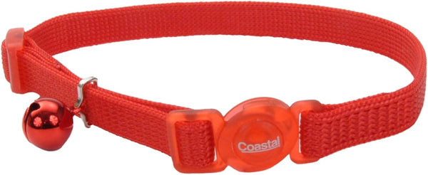 Coastal Pet Products Nylon Safe Cat Adjustable Breakaway Collar with Bells, Red, CCP7001RED