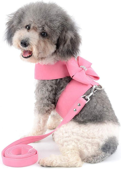 Ranphy Dog Harness and Matching Leash Set, Adjustable Bling Rhinestone No-Pull Puppy Vest for Yorkie Chihuahua Small