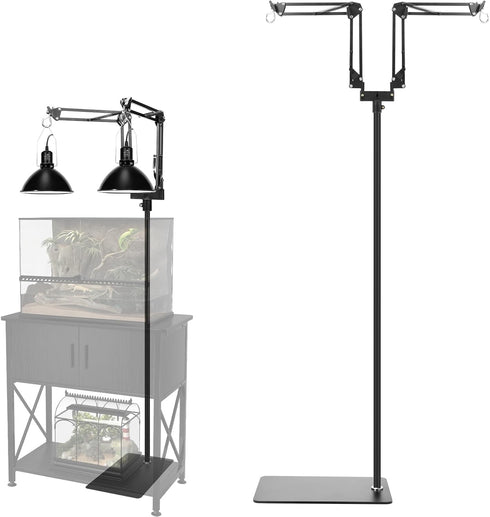 MECESOR Dual Reptile Lamp Stand,15.7-74.3 Inch Height Adjustable Reptile Light Stand,360 Sewing