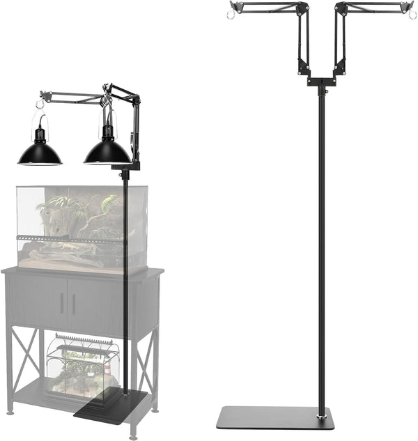 MECESOR Dual Reptile Lamp Stand,15.7-74.3 Inch Height Adjustable Reptile Light Stand,360 Sewing