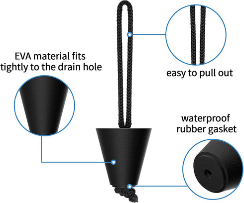 Hikeen Kayak Plugs - Scupper Plugs with Lanyard for Sit on Top Kayak Drain