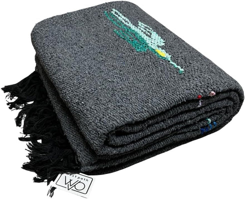 Thunderbird Heavyweight Yoga Blanket or Throw - Charcoal (Dark Grey/Black), Made for Yoga!