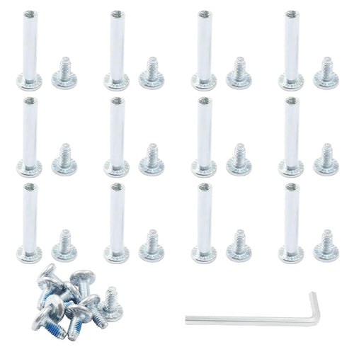 Luomorgo 12 Sets Inline Skate Wheel Screw, 6mm/15/64" OD Shaft Hex Socket Axles with Allen Wrench (Long)