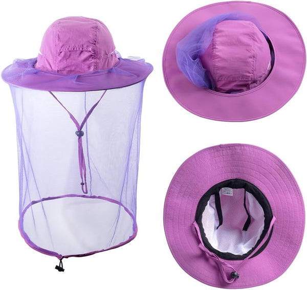Mosquito Netting Bee Keeper Hat, Garden Bug Face Cover Head Net Veil for Fishing, Dog Grooming Cap
