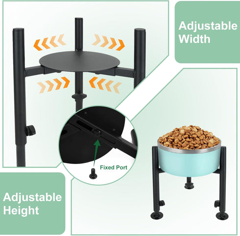 Elevated Dog Bowl Stand, Fits 6-10in Bowls, Adjustable Height Dog Food Water Feeder for Large Medium Breeds