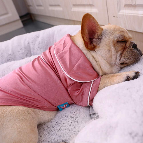 Lifeunion Small Cats Dogs Pajamas, Soft Silk Lapel Sleepwear Shirt, Medium, Pink