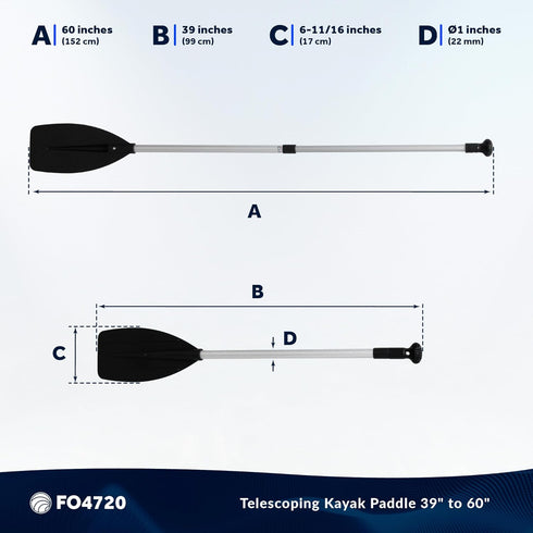 Five Oceans 4-Feet Canoe Paddle - T-Handle Oar Paddle for Canoe, Kayak, Small Boats, Marine-Grade Aluminum