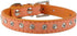 Cute Dazzling Elegant Fancy Suede Leather Bling Rhinestone Crystal Jeweled Small Pet Collar, Orange, M