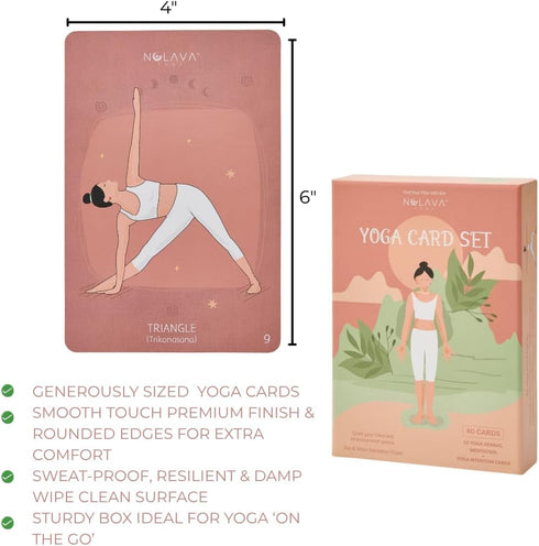 Set 4"x6" 30 10 NOLAVA Yoga Card Gift Large Yoga Cards with Poses, Intentions, Sun/Moon Flows & Guided Meditation