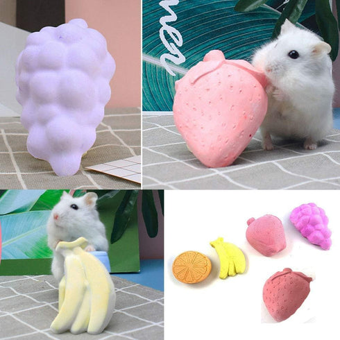 Hamiledyi 5 Pcs Chinchilla Lava Blocks, Fruit Shaped Rabbit Chew Toys for Small Animals