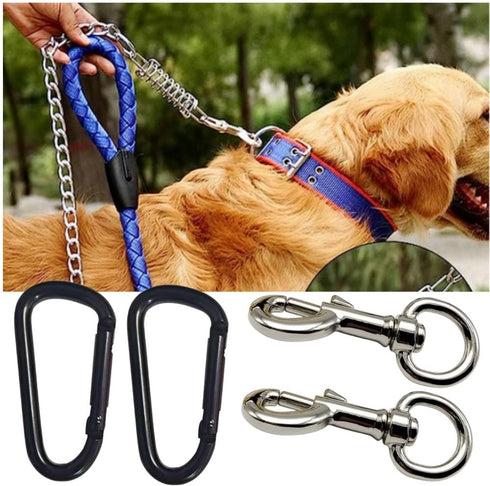 Dog Leash with Metal Shock Absorbing Spring Buckle, Heavy Duty Steel Tent Rope Fixed Buckle for Outdoor Training