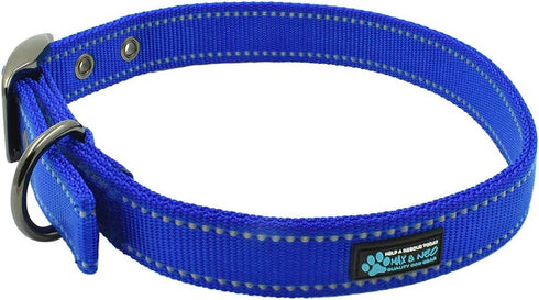 Max and Neo MAX Reflective Metal Buckle Dog Collar - We Donate a Collar to a Dog Rescue for Every Collar Sold (MEDIUM, BLUE)