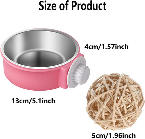 Rabbit Bowls Set - Big Pet Bunny Food Bowls and Stainless Steel Hanging Water Feeder