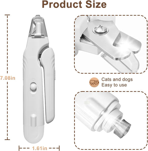 GLOWLY SUN 2-in-1 Trimmer 2 Dog Nail Clippers and Cat Nail Clippers with Light, Quick Sensor and Safety Guard, USB