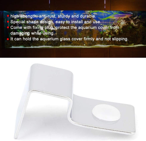 TOPINCN 4Pcs Stainless Steel Aquarium Cover Bracket - Fish Glass Cover Clips - Fish Lid Holder Support (10mm)