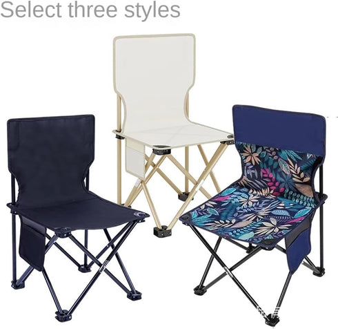 Bloepum Creamy White Small Outdoor Folding Chair, Camping Picnic Chair, Ultra-Light Portable Artist Sketching Chair