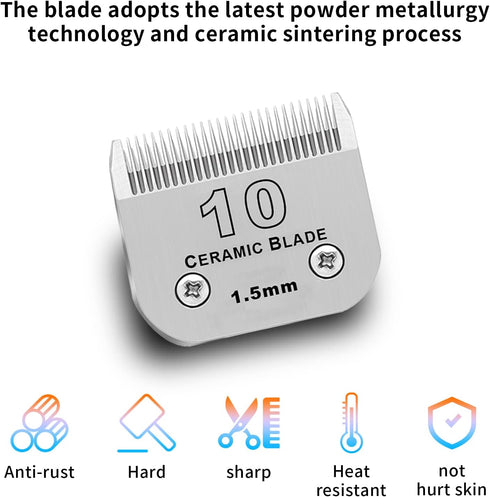 3 Pack 10# Detachable Pet Dog Grooming Ceramic Blades, Compatible with Andis, Oster A5, Wahl KM-10 Series, Size #10