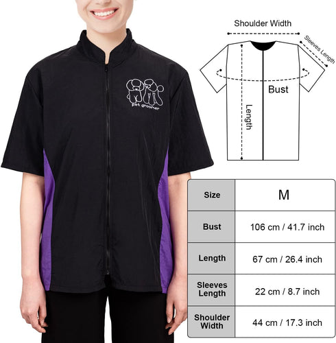 Noverlife Pet Grooming Workwear - M Size Anti-Static Lightweight Hair Repellent Shirt for Grooming