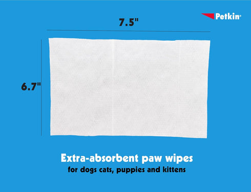 Paw Wipes Plus, 100 Orange Scented Wipes - Absorbent Pet Wipes for Dogs, Cats, Puppies & Kittens, Easy to Use