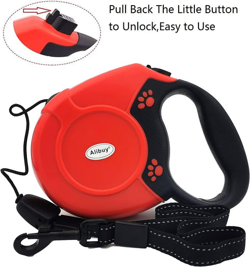 Retractable Dog Leash 26ft Red, 360° Tangle-Free Walking Leash with Non-Slip Handle for Dogs Up to 110 lbs